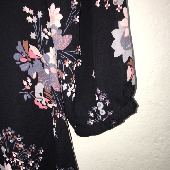 Loft Women's Black & Peach Floral Dress Size 4 - Picture 7 of 8